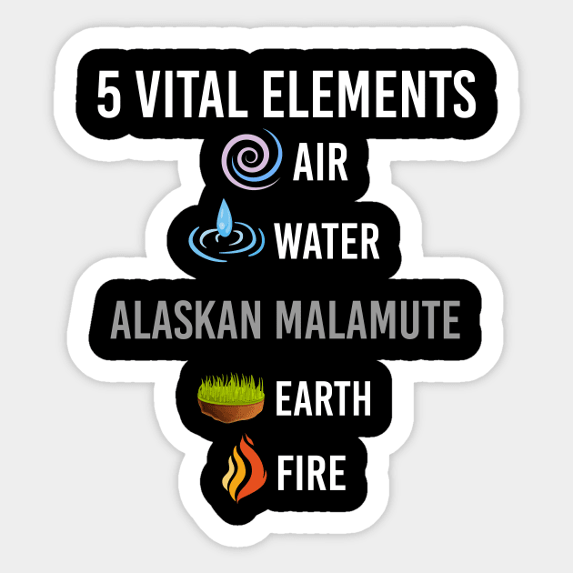 5 Elements Alaskan Malamute Sticker by blakelan128